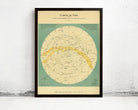 The image is a framed vintage star map of the night sky, depicting various celestial objects and their relative positions.
