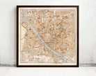 The image is a framed vintage map of Florence, Italy, depicting the city's streets, landmarks, and surrounding areas.