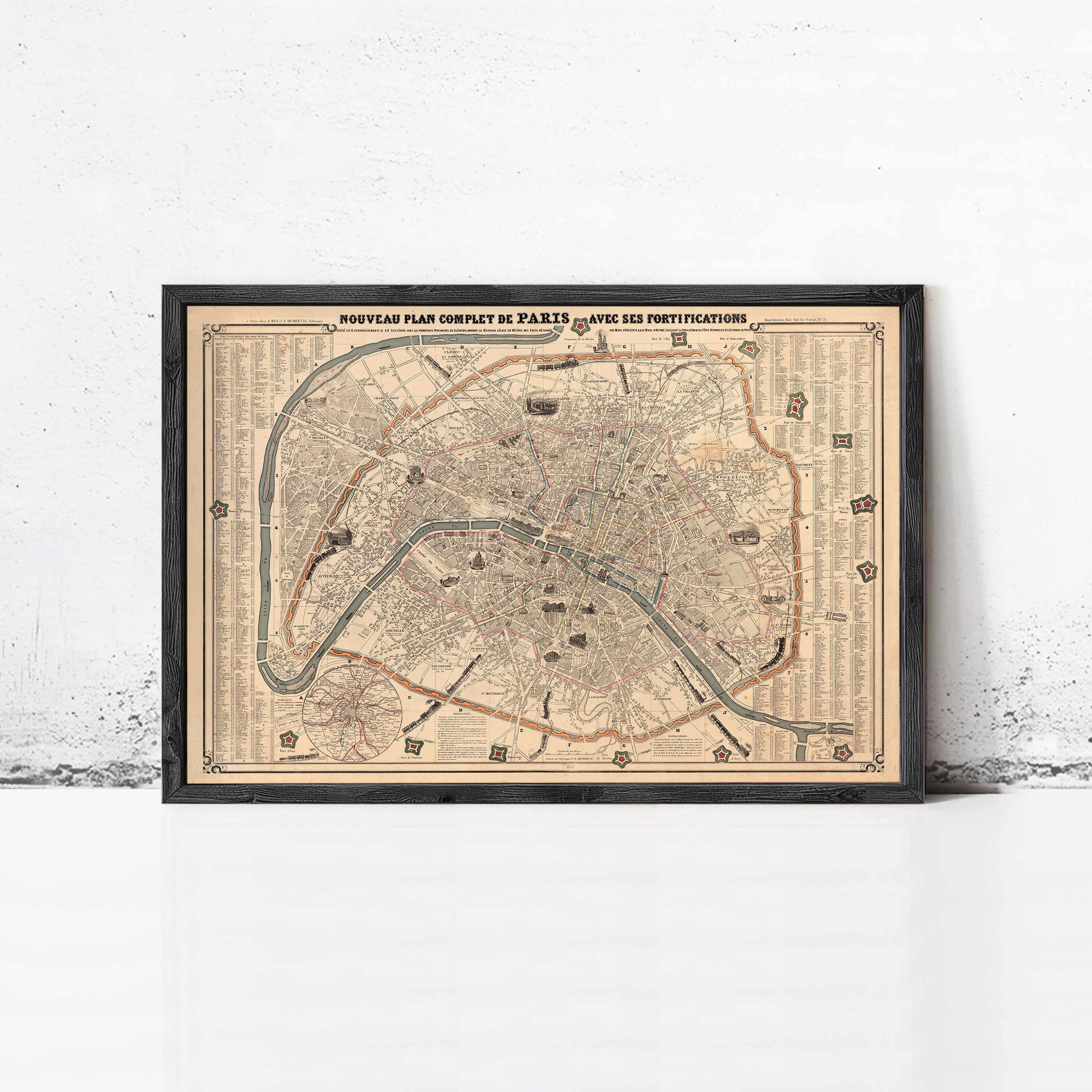 Old Map of Paris 1855 France Vintage Map – Vintage Maps & Prints