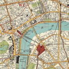 The image is a detailed map of a city, showing streets, buildings, and landmarks.