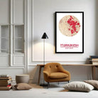 A framed map of Marrakech, Morocco, with the city's name and location printed on it.