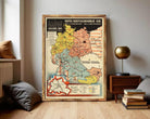 The image is a framed map of Germany, showing the different regions and their boundaries.