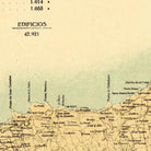 The image is a vintage map of Puerto Rico, showing the coastline, major cities, and surrounding areas.