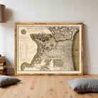The image is a framed antique map of Philadelphia, Pennsylvania, depicting the city's layout and surrounding areas.