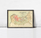 The image is a framed vintage map of the village of Mazagan, located in the Mediterranean region.