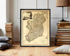 The image is a framed map of Ireland, depicting the country's geographical layout and surrounding areas.