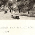 a horse-drawn carriage on a road, with trees and buildings in the background, and the text "VANIA STATE COLLEGE. 1910" at the bottom.