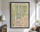 a large framed map of Versailles, the historic palace and garden complex in Paris, France.
