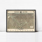 The image is a framed map of Baltimore and Ohio, depicting the city's streets and surrounding areas.