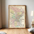 The image is a framed map of Philadelphia, Pennsylvania, showing the city's streets, neighborhoods, and surrounding areas.