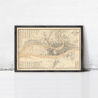 The image is a framed map of a city, likely London, with detailed street names and landmarks.