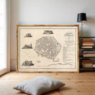 The image is a framed vintage map of Athens, Greece, depicting various landmarks and locations within the city.
