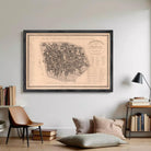 The image is a framed map of a city, likely in Italy, with detailed street names and labels.