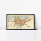 The image is a framed vintage map of Casablanca, Morocco, depicting the city's layout and surrounding areas.