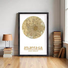 The image is a framed print of a map of Atlanta, Georgia, with the text " Atlanta GA" and the coordinates "33.45°N 84.23°W" below the map.