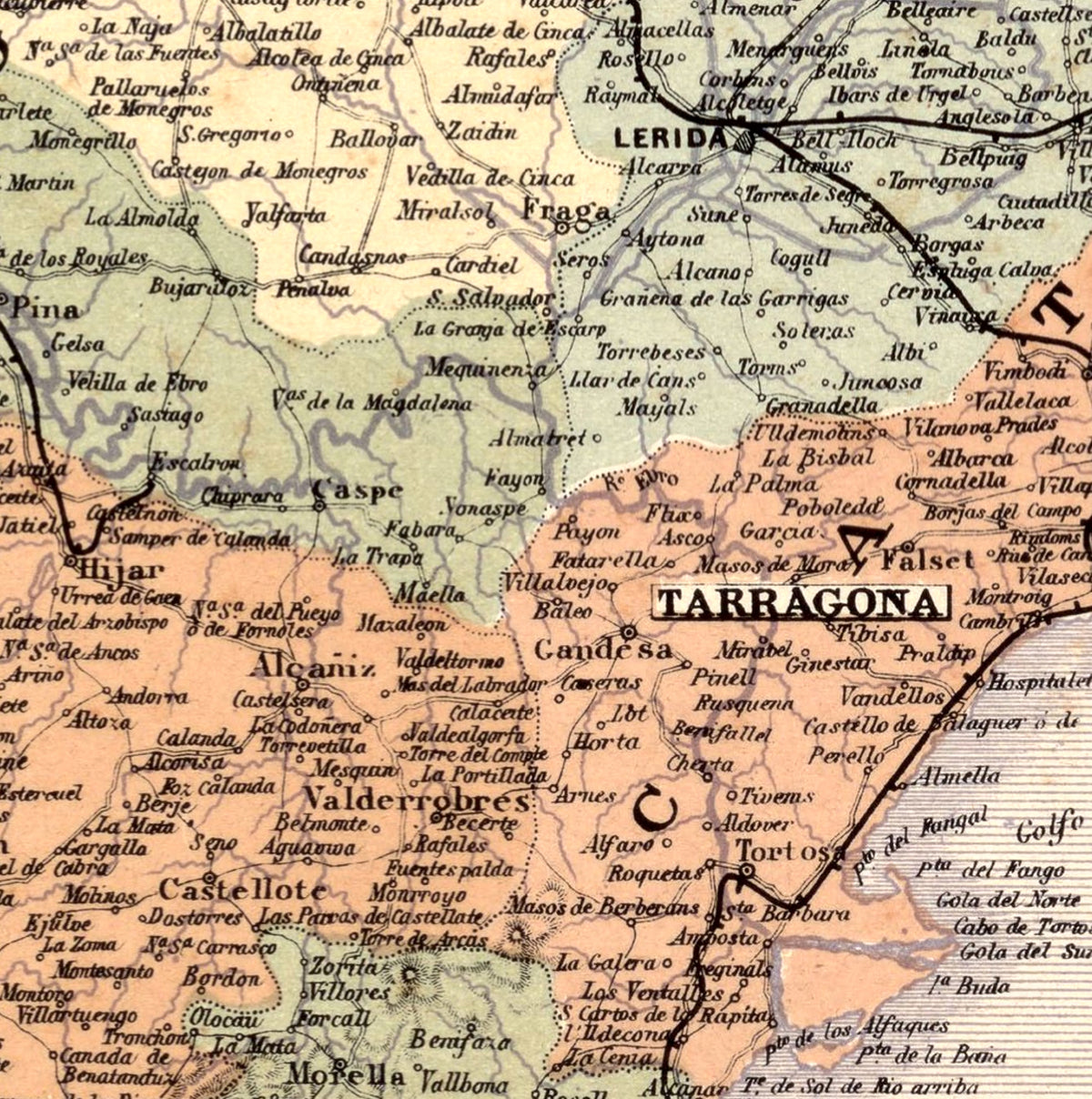 The image is a detailed map of the region of Tarragona, showing various cities, towns, and geographical features.