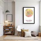The image is a framed poster depicting a map of the Fall River area, with the text "FALL RIVER 41° 42' 37" W" below the map.