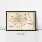 The image is a framed vintage map of White Plains, New York, with a black border and a white background.