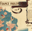 The image is a vintage map of France, showing the different regions and their populations. The map is detailed and colorful, with various colored regions and labels indicating different areas within France.