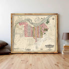 The image is a framed map of Louisville, Kentucky, dated from 1873.