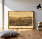 The image is a framed vintage map of San Jose, California, depicting the city's layout and surrounding landscape.