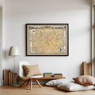 The image is a framed map of Tehran, Iran, showing the city's streets, landmarks, and other geographical features.