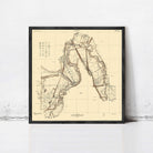 The image is a framed map of a region, likely depicting geographical features and locations.