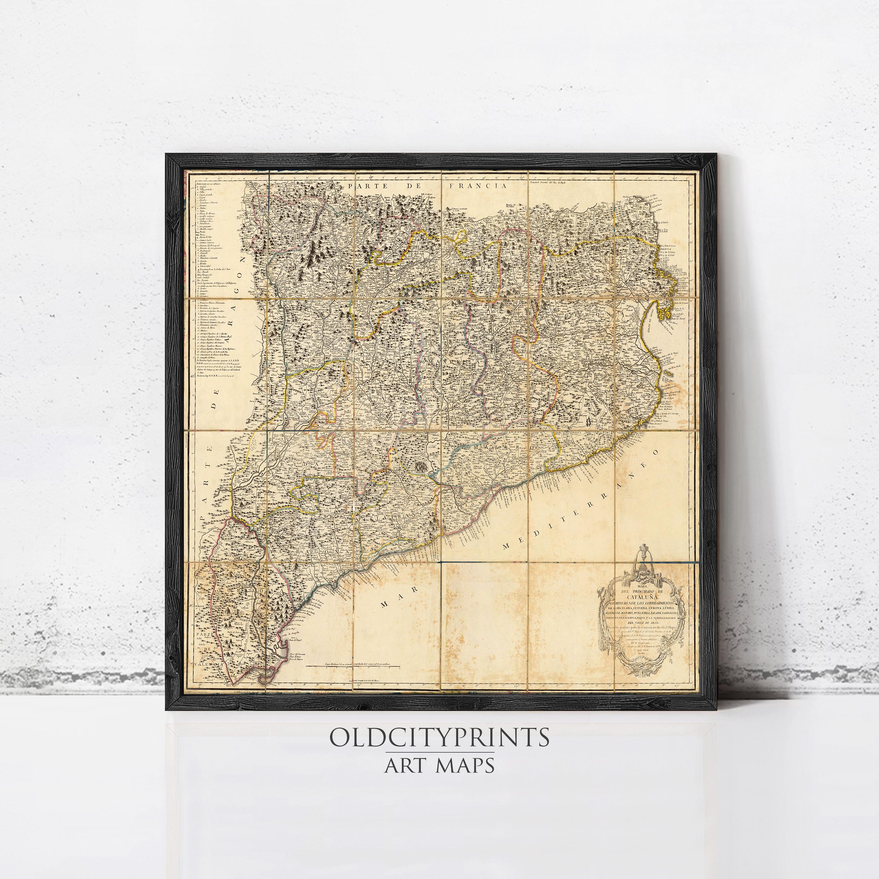 The image is a framed antique map of South America, specifically the Andes Mountains region, with a vintage appearance.