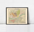 The image is a framed vintage map of Berlin, Germany, depicting the city's streets and landmarks.