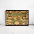 The image is a framed vintage map of Panama, featuring intricate illustrations and designs.