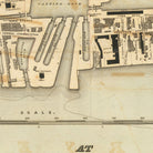 The image is a historical map of a city, showing various landmarks and streets.