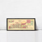 A framed map of the city of Houston, Texas, depicting the city's layout and surrounding areas.