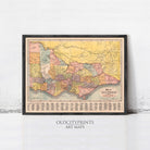 The image is a framed vintage map of Victoria, Australia, depicting the state's geographical layout and boundaries.