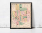 The image is a framed map of San Antonio, Texas, showing various streets, landmarks, and neighborhoods.
