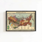 The image is a framed geological map of the Soviet Union, depicting various geological features and regions in Russia.