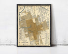 The image is a framed vintage map of Stockton, California, depicting the city's layout and surrounding areas.