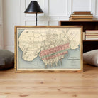 The image is a framed vintage map of the city of Charlottetown, showing the layout of the city and surrounding areas.