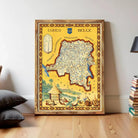 The image is a framed map of the Congo, depicting various regions and landmarks within the country.