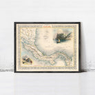 The image is a framed vintage map of Panama, depicting various landmarks and geographical features.