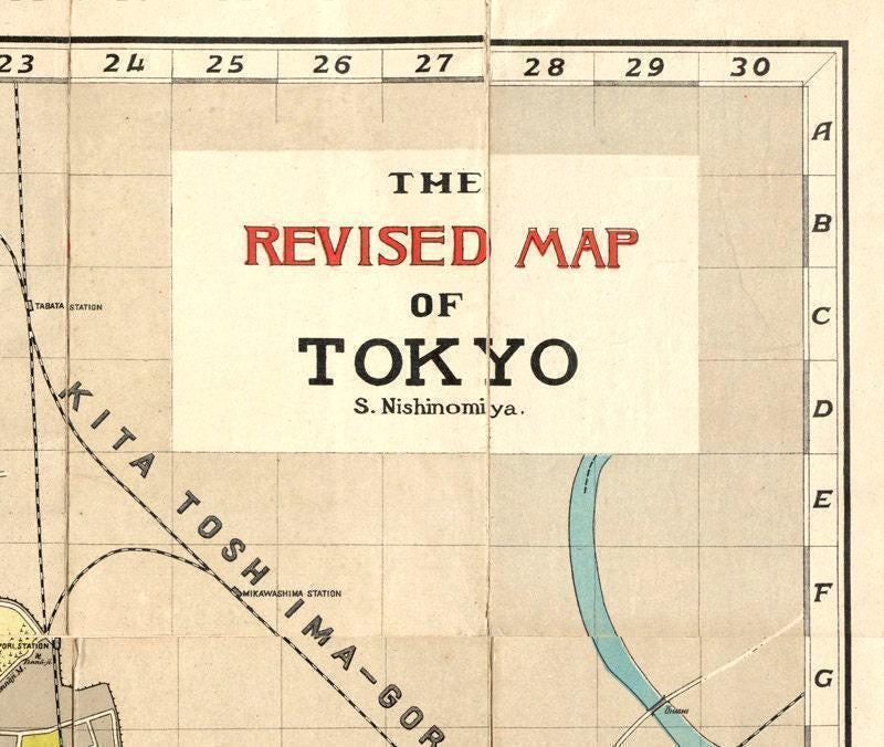 Old Map of Tokyo Japan 1907 Vintage Map | Old Map Print – Vintage