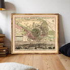 The image is a framed vintage map of Berlin, Germany, depicting the city's layout and surrounding areas.