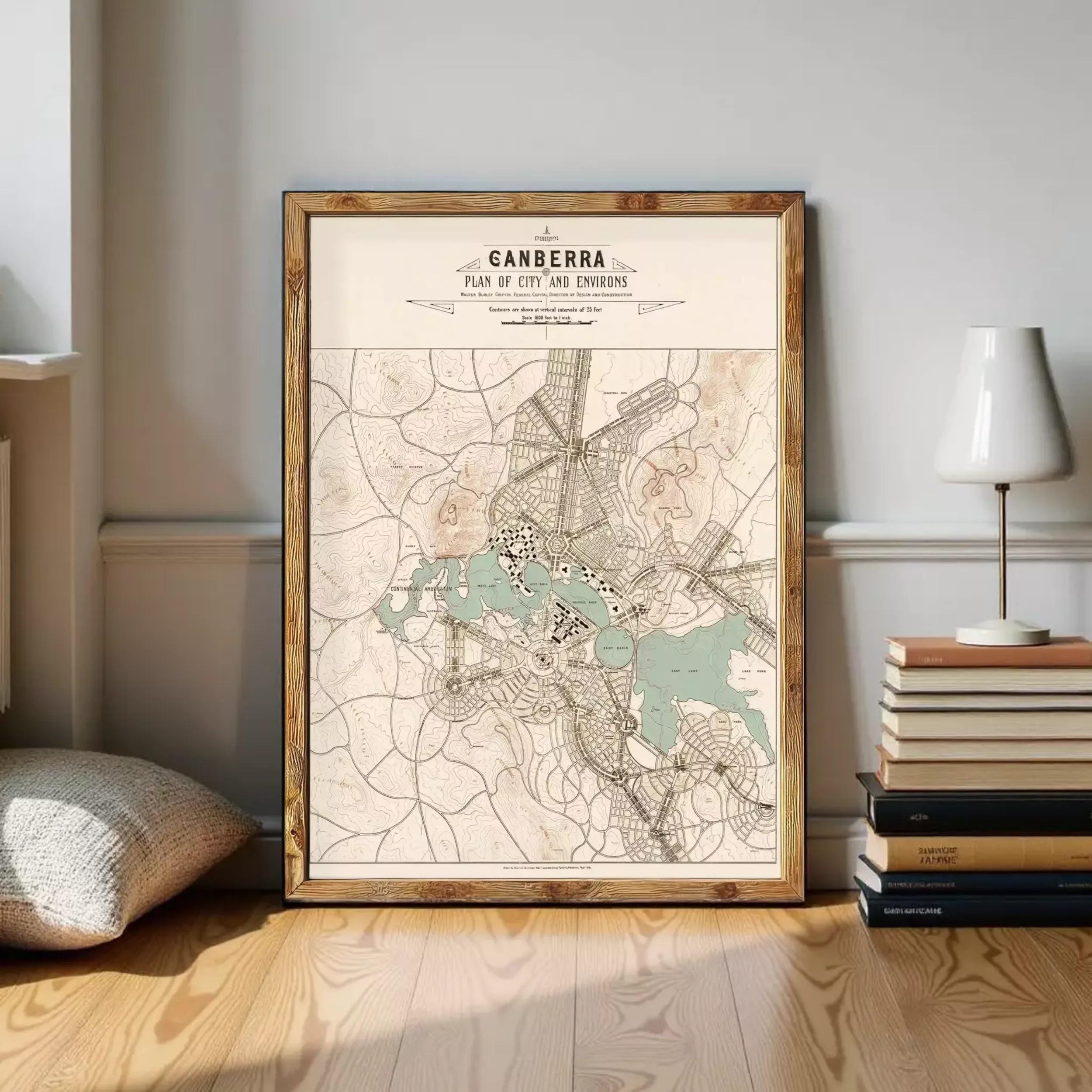 The image is a framed map of the city of Adelaide, Australia, titled "Plan of City and Environs".