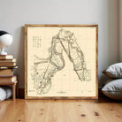 The image is a framed map of a region, likely depicting geographical features and locations.