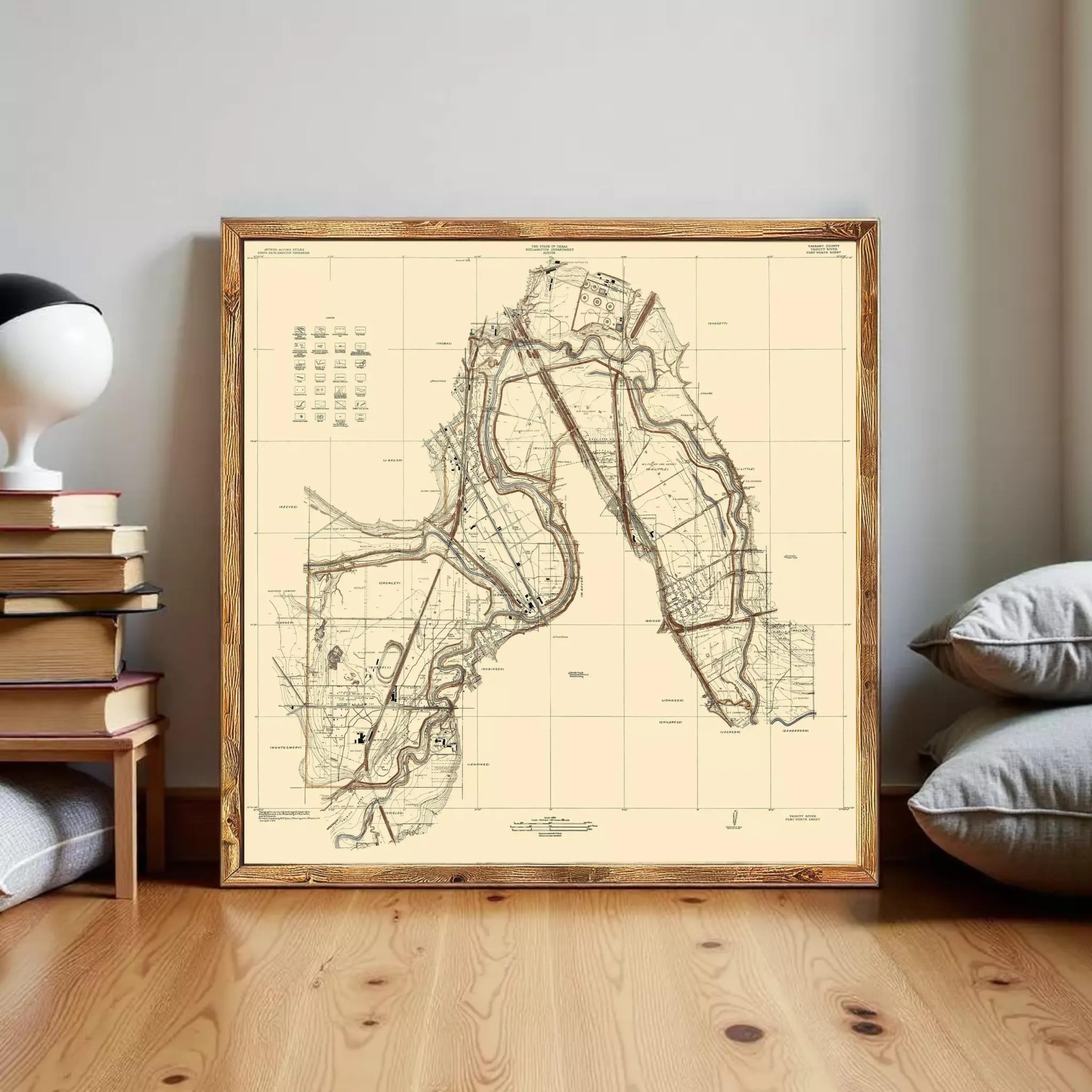 The image is a framed map of a region, likely depicting geographical features and locations.