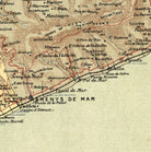 The image is a map of the coastal region of the Mediterranean, showing various landmarks and geographical features.