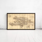 The image is a framed map of Haiti, a country located in the Caribbean.