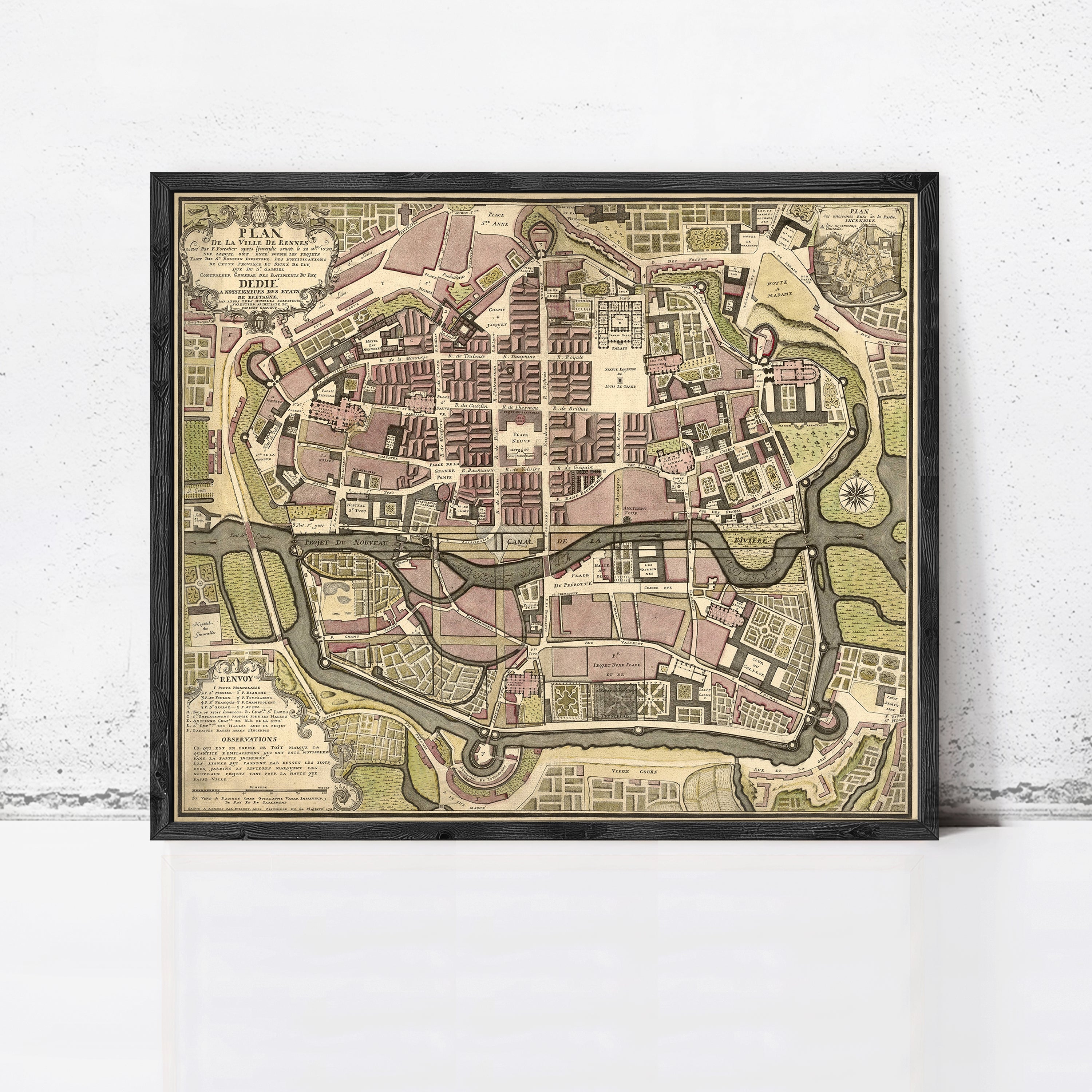 Old Map of Rennes France 1726 Vintage Map – Vintage Maps & Prints