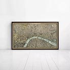 The image is a framed map of London, England, depicting the city's streets and landmarks.