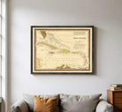 The image is a framed vintage map of West Indies, showing the Caribbean Sea and surrounding areas.