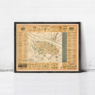 The image is a framed vintage map of a city, likely from the early 20th century.